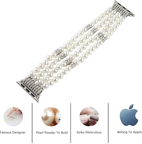 Miniatura 5 de GEMEK Compatible con Apple Watch Band de 38404142444549 mm para mujeres, iWatch Bands Series 987654321, correa de reemplazo de pulsera elástica de