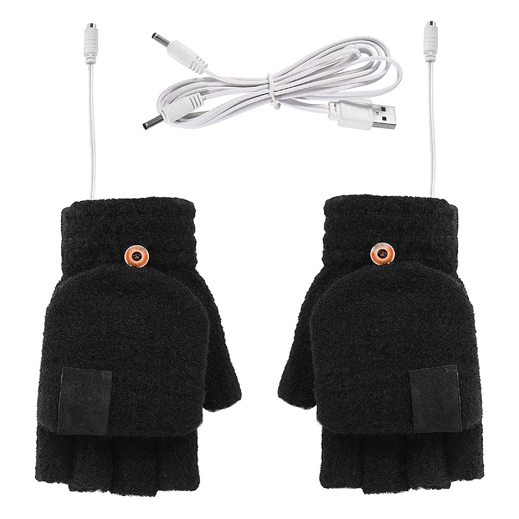 Unisex USB Heated Gloves Winter Half Fingers Warmer Laptop Gloves For Women Men Girls Boys Best Winter Gift