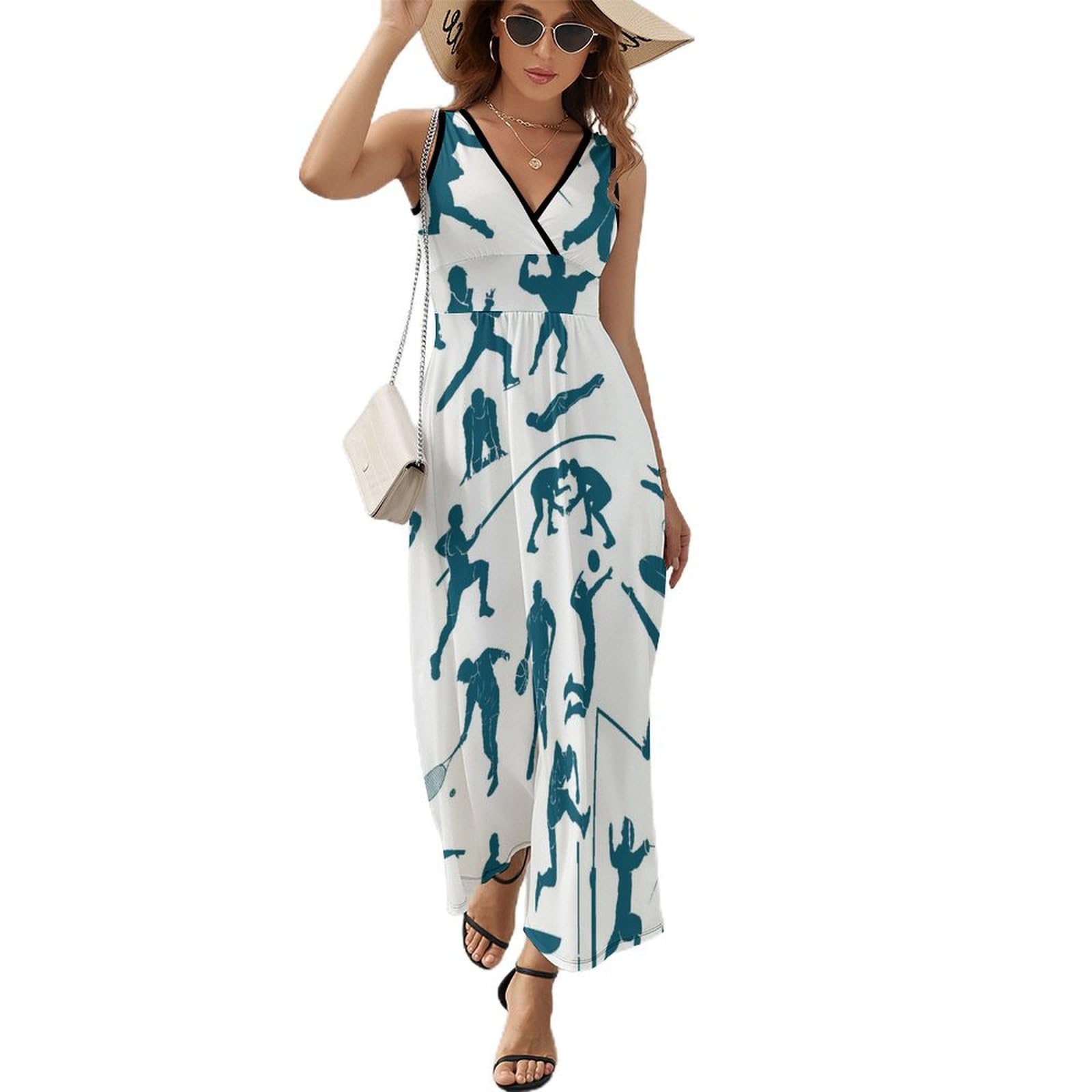 Robe maxi décontractée d'été col V vêtement léger et fluide - 8