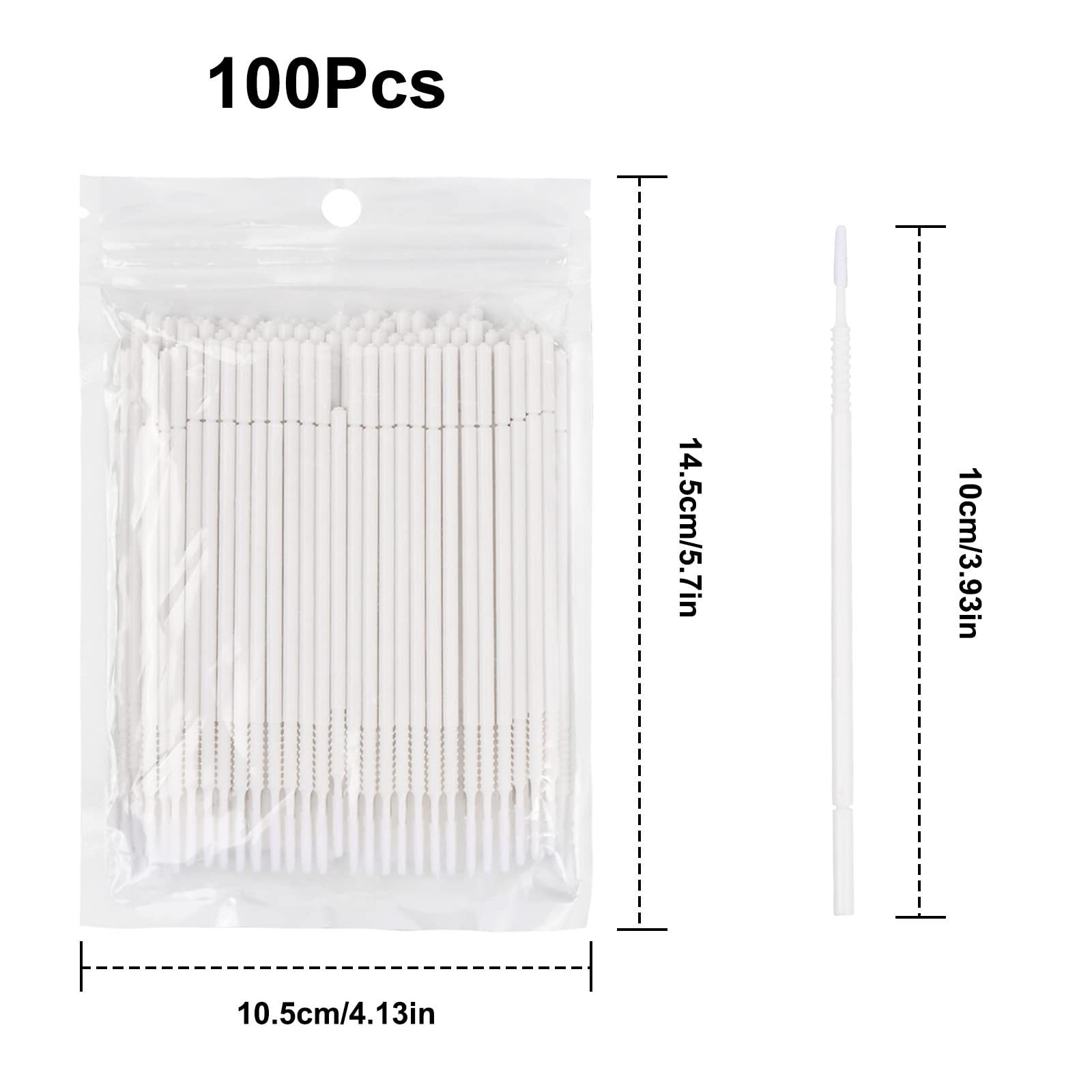 Cepillo de Extensión de Pestañas, Micro Aplicador Mascara, 100 Piezas Herramienta de Injerto (Blanco)