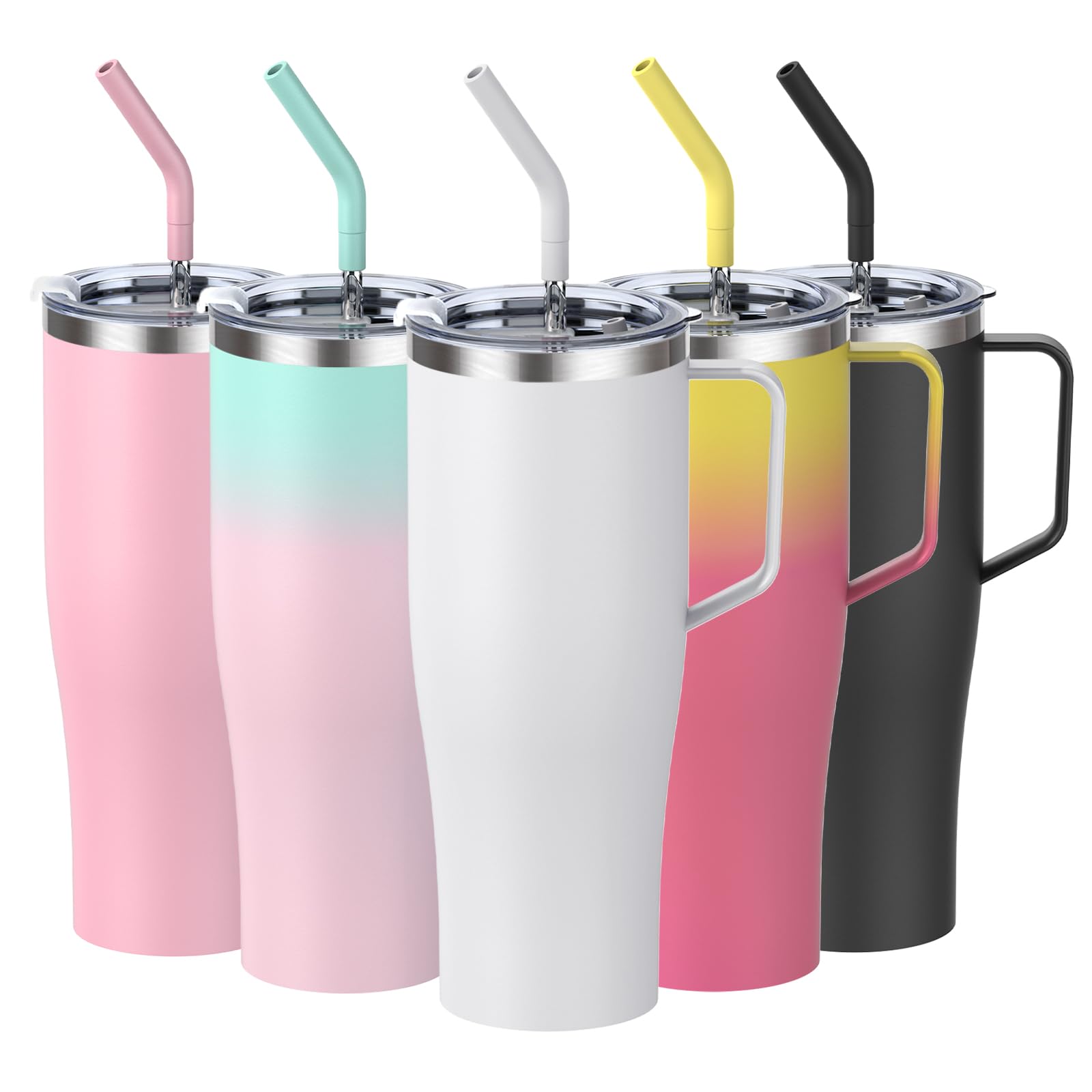 Hydraful 50 oz Insulated Cup with Handle - 100% Leak-Proof - Reusable Stainless Steel Large Coffee Travel Mug with 2 Lids - Keep Drinks Cold for 30 Hrs or Hot 9 Hrs - Ideal for Car,Home,Office,Camping