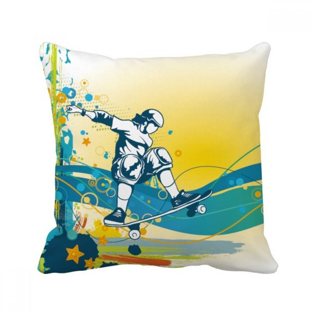 Coussin de sport skateboard 40x40 cm avec motif coloré pour décoration de canapé salon