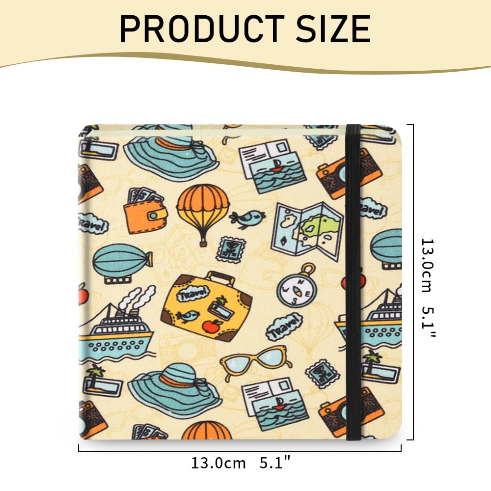 Small Square 5x5" 80gsm Mini Notebooks Blank Pages Sketchbooks Travel Journal Pocket Hardcover Paint Writing Notebook Blank Diary Memo Planner Sketchbook PU Leather Cover, Pink