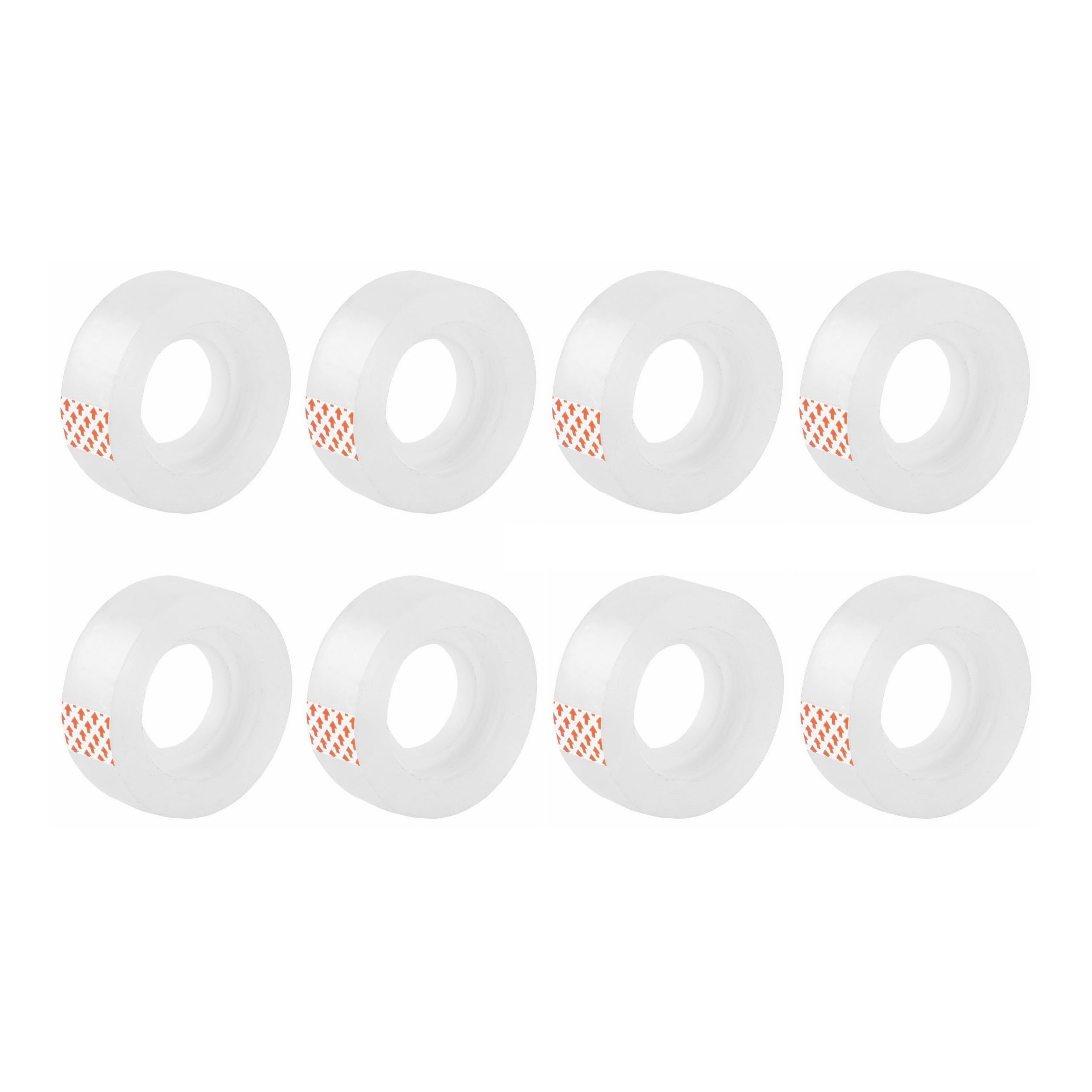 D.RECT Adhesive Tape Transparent - Pack of 8 Rolls Office Tape 18mm x 20m - Strong Adhesion Sticky Tape for School Home and Office