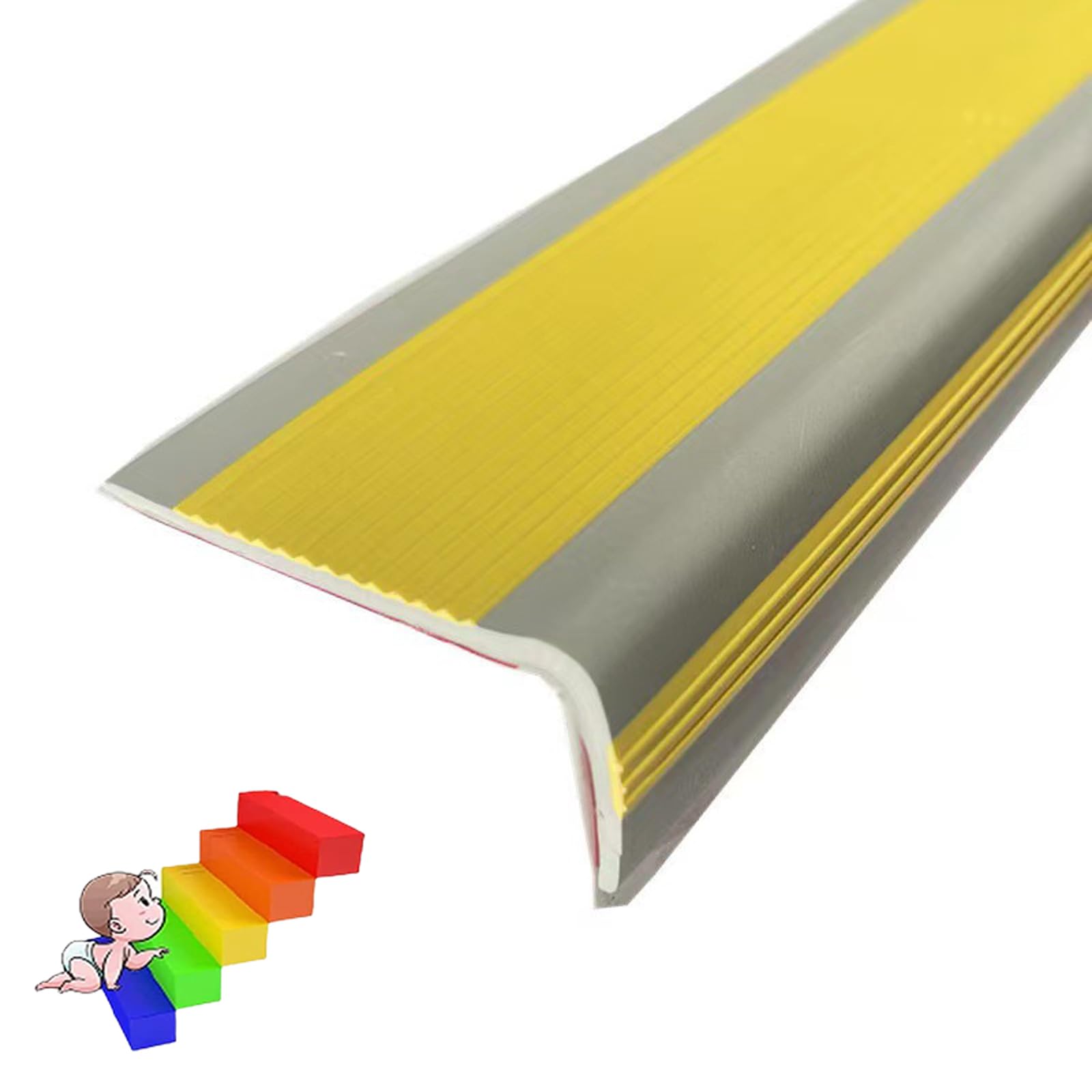 Perfil De Borde De Escalera,Cantos Escaleras Tiras,Borde De Escalera De PVC,Tiras Antideslizantes para PeldañOs,PeldañOs De Goma para Escaleras Borde,FáCil De Instalar,Impermeable