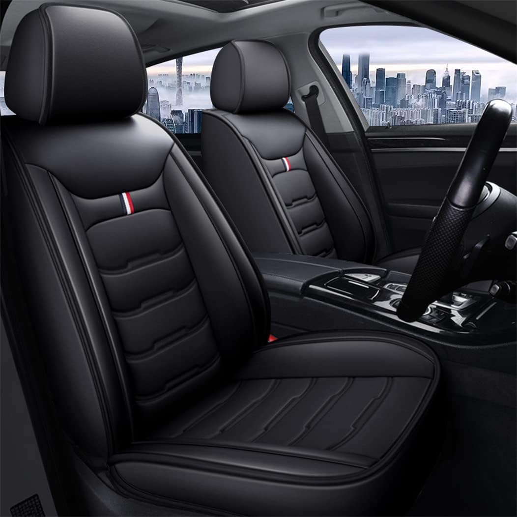 Ruberpig Luxury 5-Seat Car Seat Covers Fit for Tiguan Limited Full Set Faux Leather Front Rear Seat Protectors Non-Slip Waterproof Durable Vehicle Seat Covers (Black)