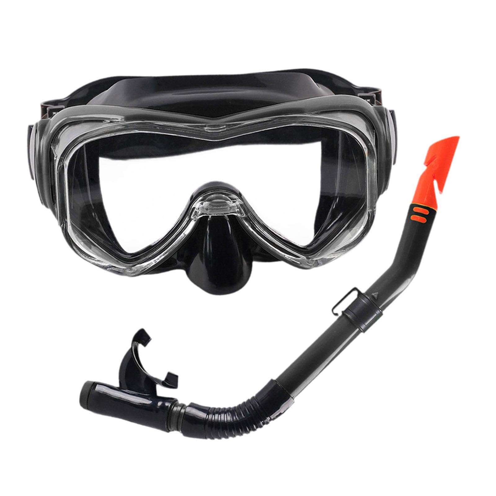 Yunmeryker Snorkel And Goggles, Ergonomic Silicone PC Diving Set, Adjustable Leak-, Suitable for Men And Women, Snorkeling, Swimming, Underwater, Black