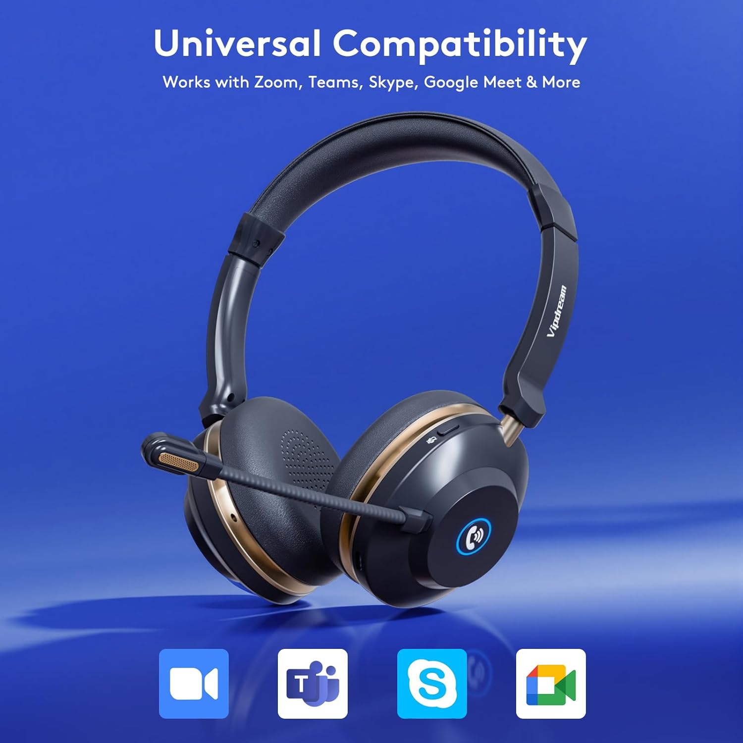 Wireless Headset with Mic for Work,6.0 Bluetooth Headset with Microphone,45 Hours Worktime & Mute Button,Headset with Mic for Pc,iPhone,Computer,Remote Work,Office,Home,Zoom,Skype - Image 6