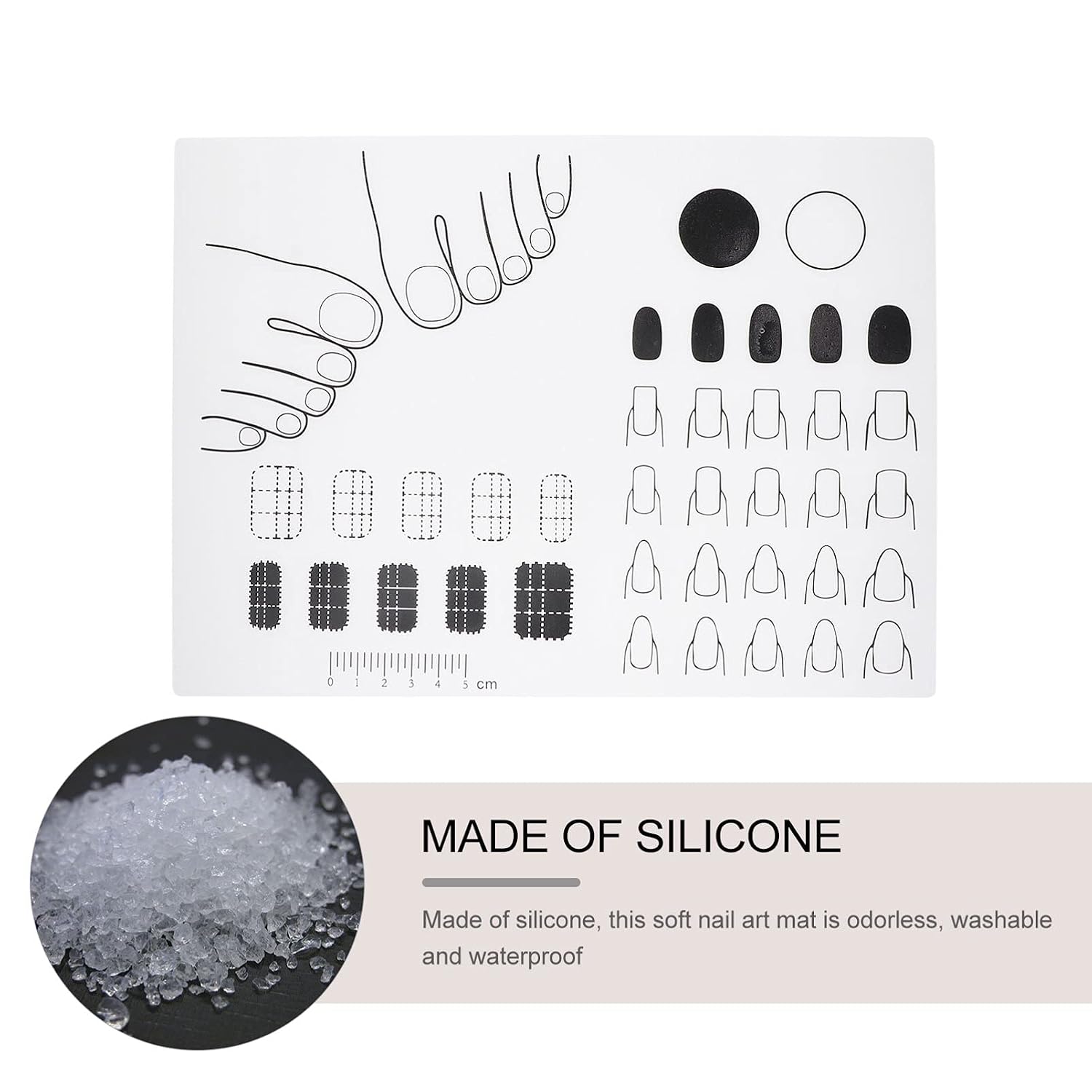 Acrylic Nail Training Mat Nail Art Practice Sheet for Diy Application Manicure Mat for Acrylic Fingernail Design Roll- Pad 11.02 X 7.87 in