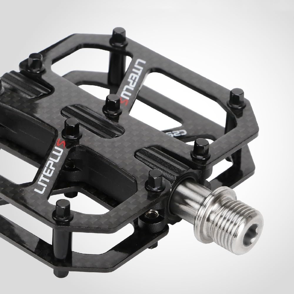 Pedali Mountain Bike Asse Titanio Bicicletta Pedale In Carbonio Antiscivolo Leggero 3 Cuscinetti Pedali Della Bicicletta 9/16 "BMX Bici Da Strada Pedale Piatto