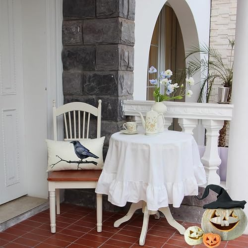 Miniatura 6 de Ogiselestyle Fundas de almohada de cuervo negro con texto en inglés Happy Halloween, 12 x 20 pulgadas, fundas de almohada decorativas para el sofá