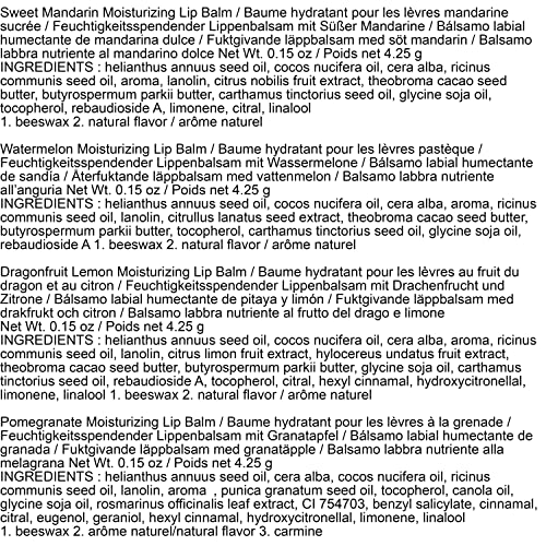 Burt's Bees Christmas Gifts, 4 Lip Balm Stocking Stuffers Products, Beeswax Bounty Set - Pomegranate, Sweet Mandarin, Coconut And Pear & Watermelon #TOP4