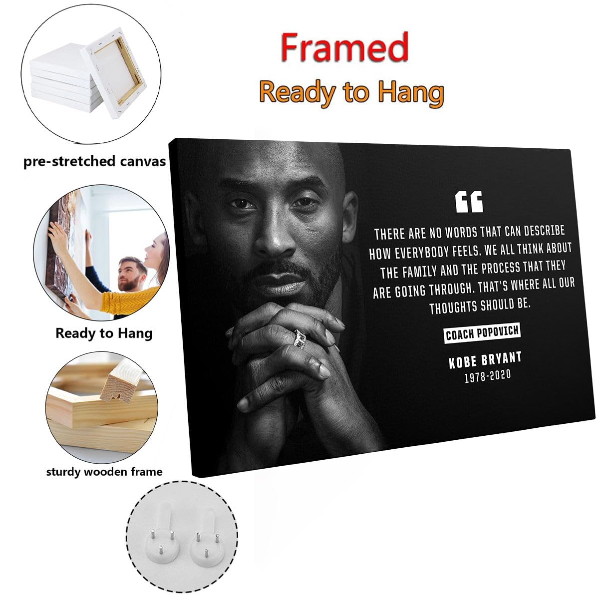 TYPTEK Kobe Bryant Black Inspirational Basketball Quote Wall Art Print - Motivational Sports Poster for Home, Office, Gym Decor for Fans of Black Mamba 12x18 inch