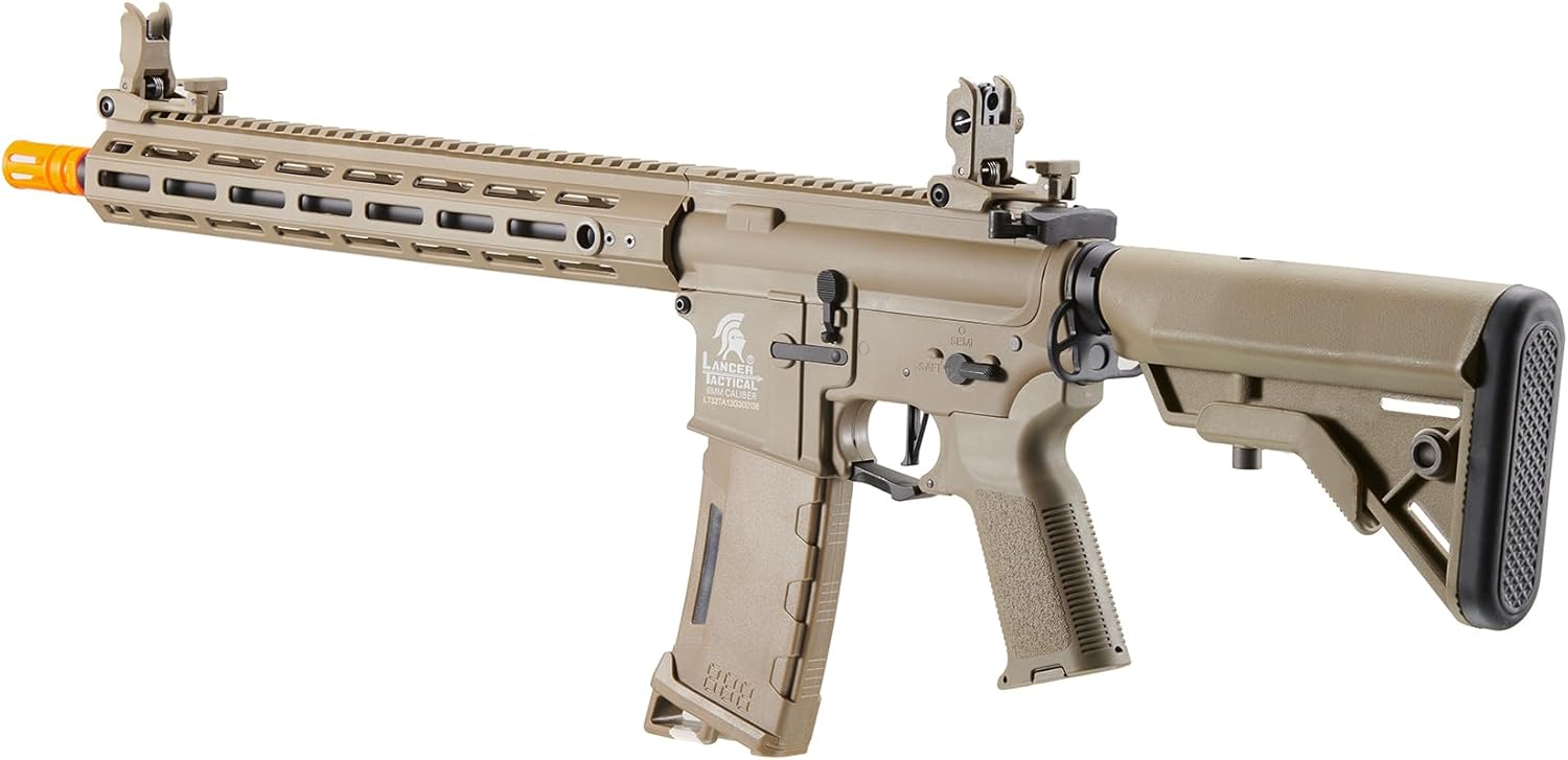 Lancer Tactical Gen 3 Programmable Trigger Hellion MLOCK 13" Lightweight Durable Polymer M4 Airsoft MLOK AEG w/Lipo Battery & Charger (ETU & MOSFET Included)