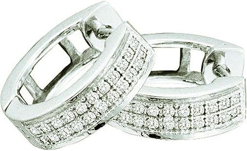 Dazzlingrock Collection Aretes de aro de 0.15 quilates (ctw) de diamantes redondos de 10 quilates para mujer, oro blanco, Oro blanco, Diamante