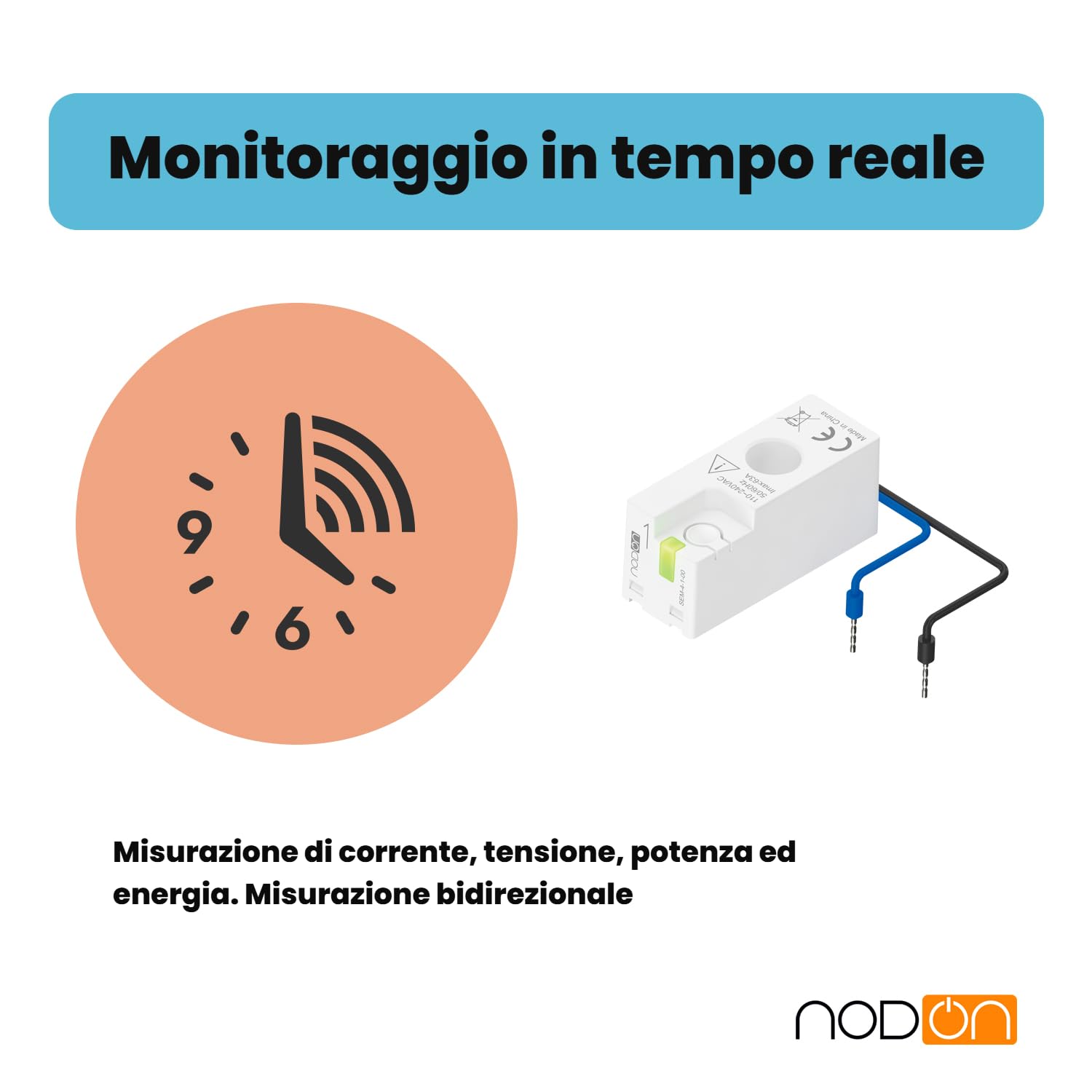 NodOn - Contatore intelligente Zigbee 3.0 - Monitoraggio del consumo e della produzione di energia elettrica - Compatibile con sistemi domotici quali Home Assistant, Jeedom, Zigbee2MQTT e ZHA