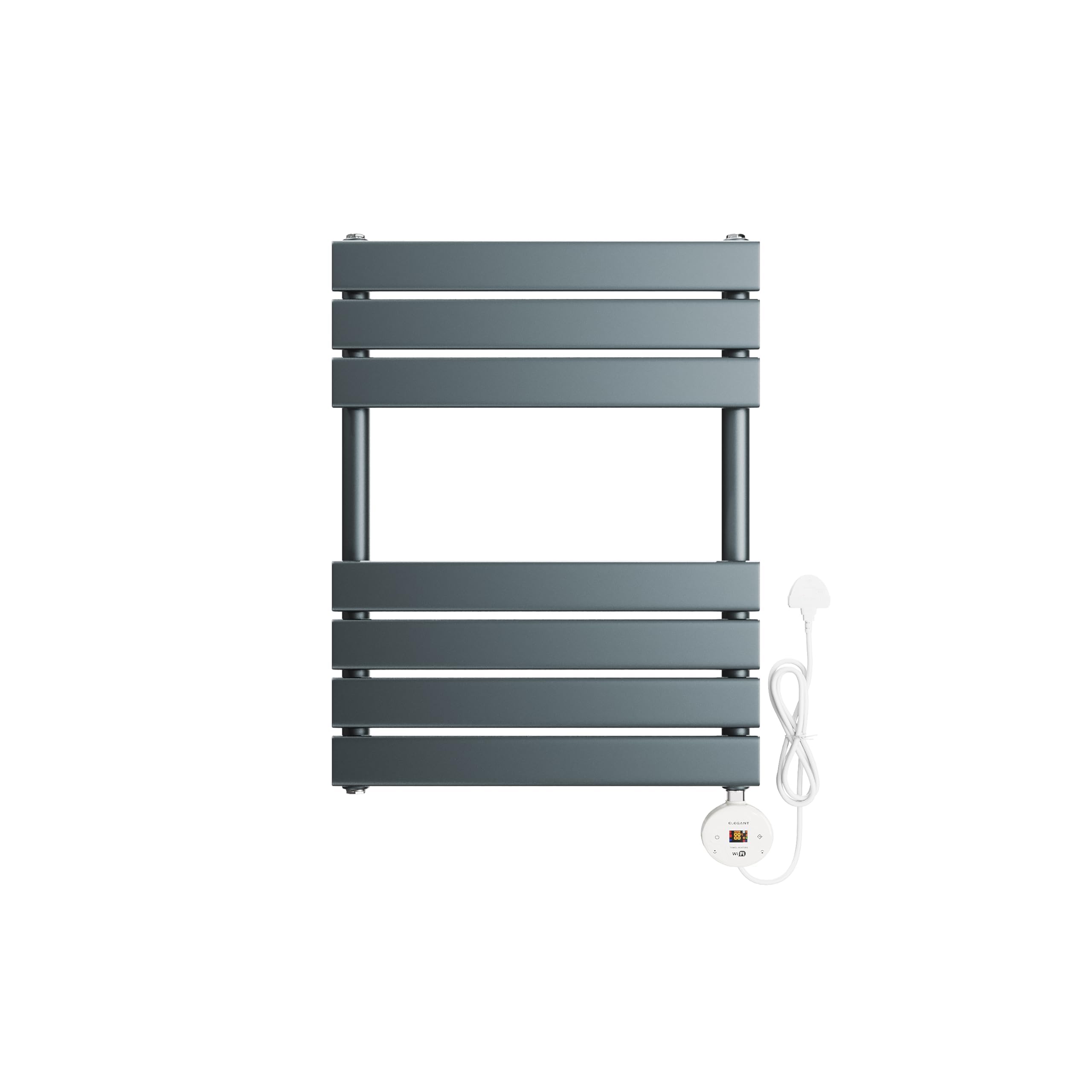 ELEGANT 400W Smart WiFi Thermostatic Bathroom Heated Towel Rail, Vertical Wall-Mounted Electric Radiator with Timer & LCD Display, Energy Efficient for Bathroom, Anthracite 650 x 400mm