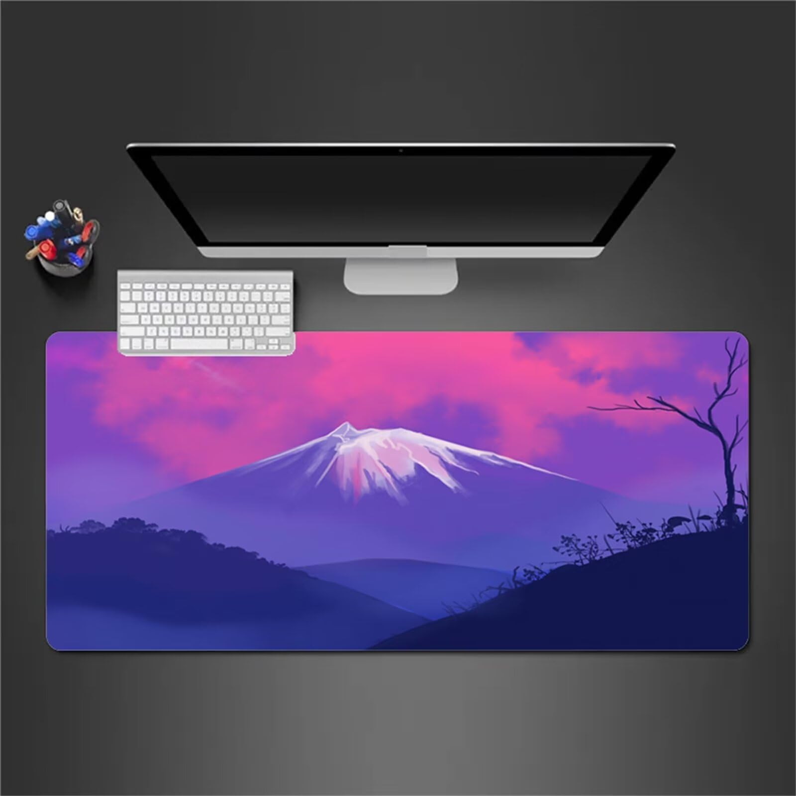 Alfombrilla Raton Gaming XXL 1200x600x2cm Alfombrilla de Ratón Grande Alfombrilla Gaming de Escritorio con Base Antideslizante para Gamers PC y Portátil (Resumen de Montaña Nevada)