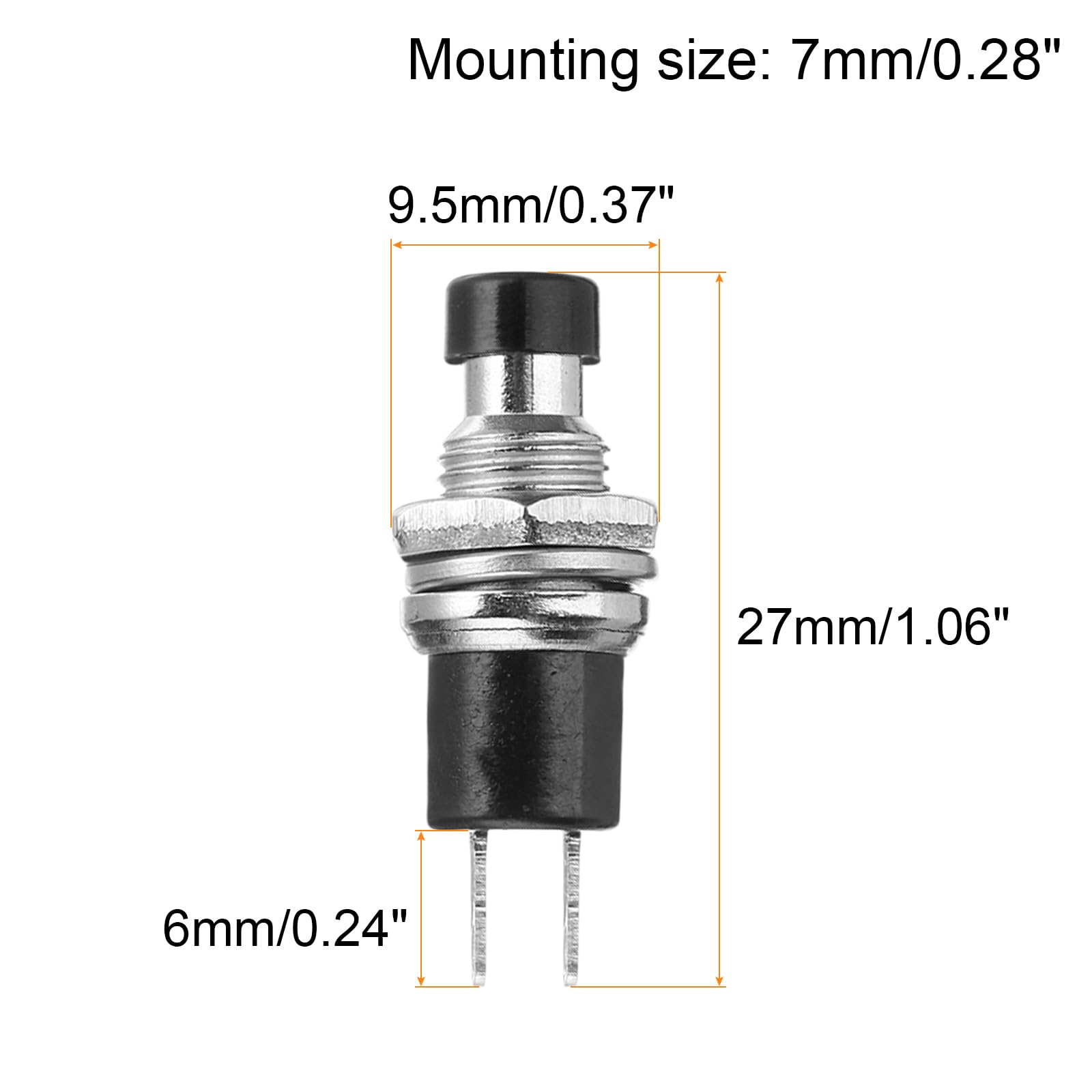 MECCANIXITY 5-Pack Mini Momentary Push Button Switch SPST NO+NC | 2A/5A 250V AC/120V AC 7mm Red Switches With Soldering Foot
