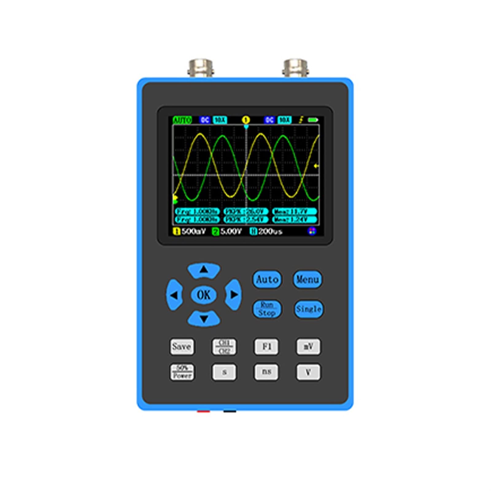 Herramientas portátiles de Prueba Funcional para e DSO2512G 120M Ancho de Banda 500MSa/s 2 en 1 Osciloscopio de Doble Canal 10mV Sensibilidad Vertical mínima Análisis FFT