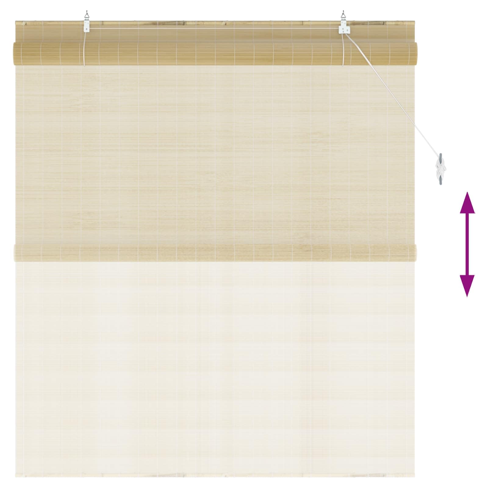 Store enrouleur en bambou - 130 x 160 cm - Naturel - Brise-vue