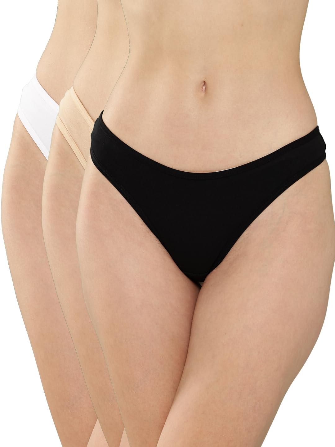 leading lady Women Solid Cotton Mid Rise G-String Thong Panty |Briefs Soft Stretch Breathable Ladies Underwear Double Layer Gusset Outer Elastic (Pack of 3)-picture-29