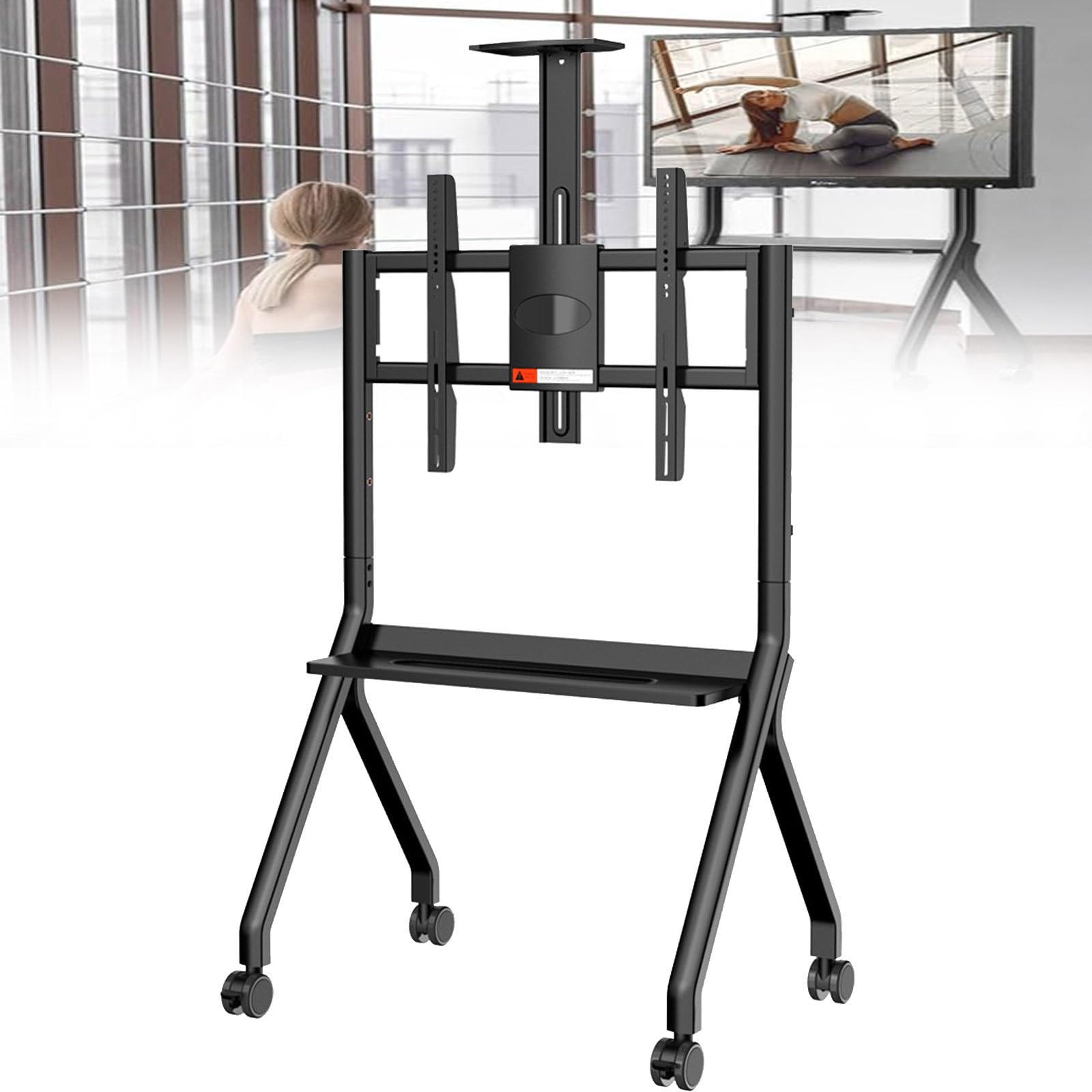 OLSKFUH Portable Foldable Metal Bracket Stand For Interactive Whiteboard And Tv With Lockable Wheels For Office And Classroom,Black-FD580
