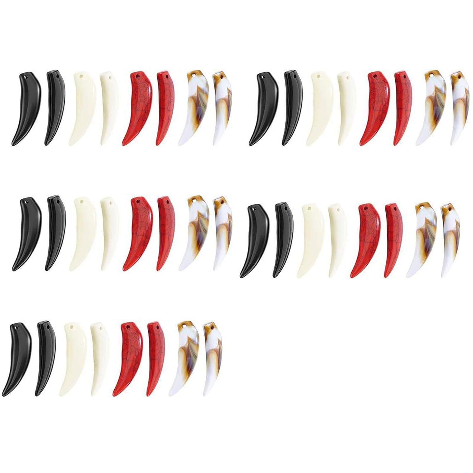 Qusinfc 40PCS Vibrant Acrylic Fang Charms for Jewelry and Wolf Tooth Pendant Acrylic
