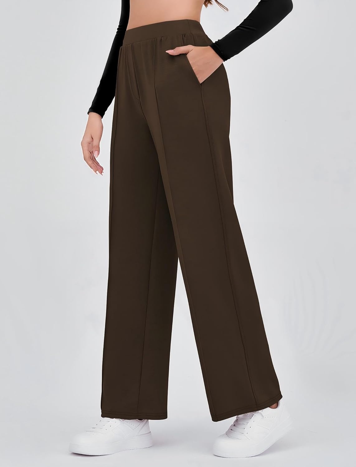 Gracyoga Women Wide Leg Casual Pants High Waisted Sweatpants Dress Pants Stretchy Work Pants Slacks Trousers with Pockets - Image 2