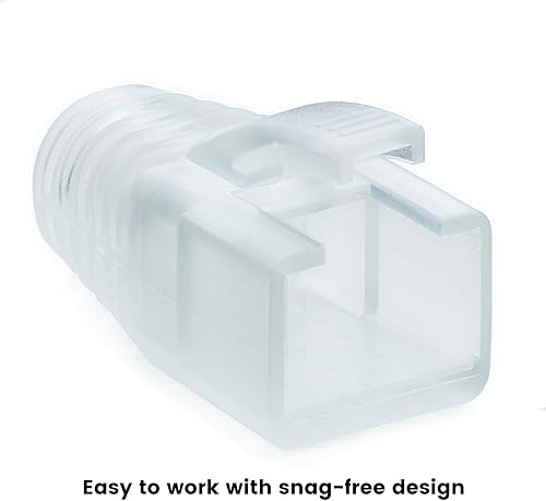 Miniatura 5 de trueCABLE - Botas de alivio de tensión RJ45, cubierta de PVC deslizante de 0.315 pulgadas, transparente, 100 piezas
