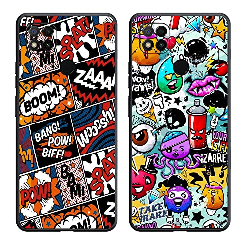 Abuenora Funda para Xiaomi Redmi 10A / Redmi 9C / Redmi 9C NFC, [2 Piezas] Carcasa Silicona Slim Flexible Antigolpes con Protección de Cámara Case con Dibujos Grupo A Cover