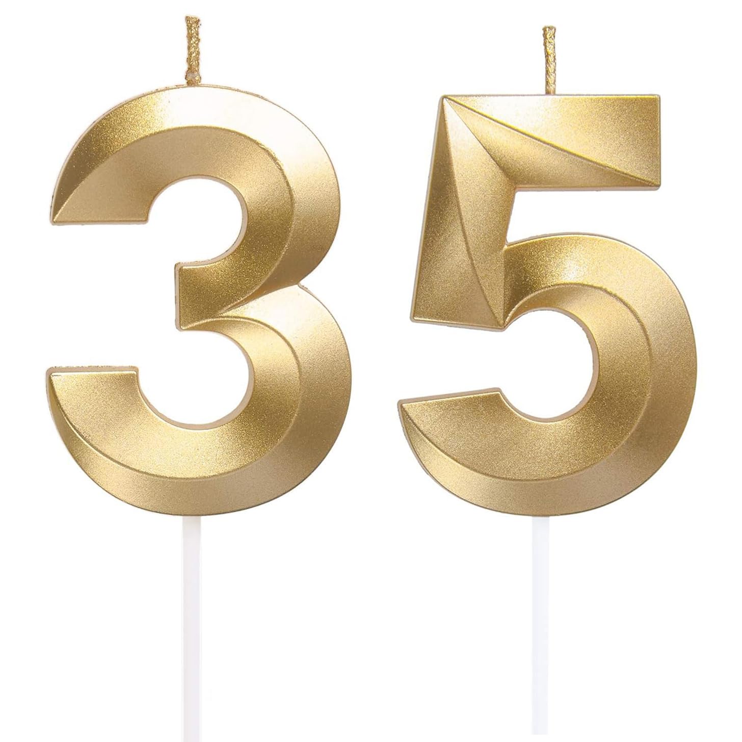 35/53rd Birthday Candles, Number 35/53 Candle, Gold Happy Birthday Candle, 3D Digital Candles for Birthday Cake, Gold Glitter Cake Topper Decorations for Birthday Wedding Anniversary Celebration Party