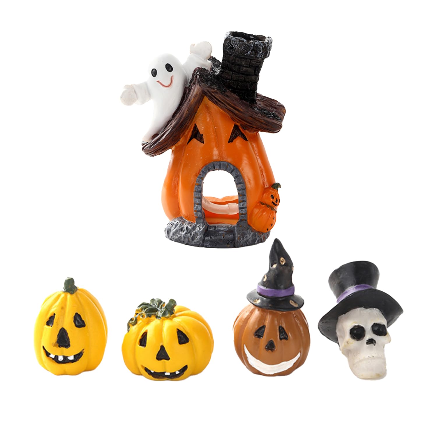 Lezevn 5pcs Halloween Fish Tank Decorations Small Pumpkin Aquarium Decoration Ornaments for Aquarium Home Outdoor Garden Decoration