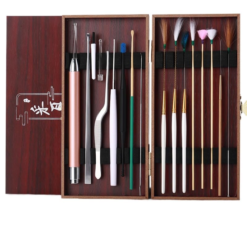 Reusable Ear Pick Set Including Ear Spoon Ear Scraper Feather Stick Dust Brush - Professional Ear Care Tools