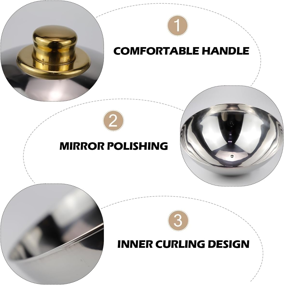 Large 12.6 Inch Stainless Steel Griddle Dome Lid - Steam Cover for Flat Top Grill, Universal Melting & Basting Dome with Ergonomic Handle（Gold 12.6 inches）