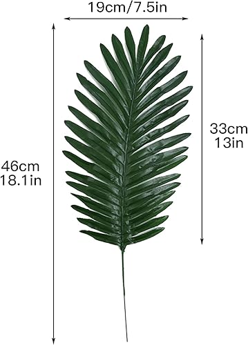 Miniatura 5 de GWOKWAI 12 hojas de palma artificiales, hojas de palmera tropicales, hojas de helecho, para el hogar, fiesta hawaiana, jungla y playa, mesa,