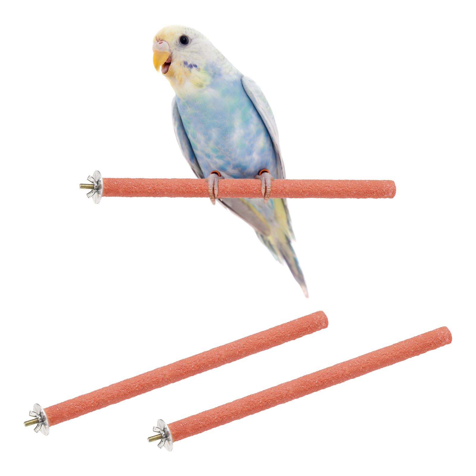 sourcing map Bird Perch Stand, Colorful Parrot Perch Paw Grinding Stick, Wood Rough-surfaced Perches 30 x 1.8 Cm, (Orange, 2 Pcs), Intended for Home/Animal Parks/Pet Stores