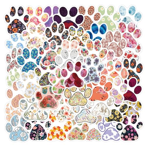 Aesthetic Paw Print Stickers 50 Pieces Cute Cartoon Cat...
