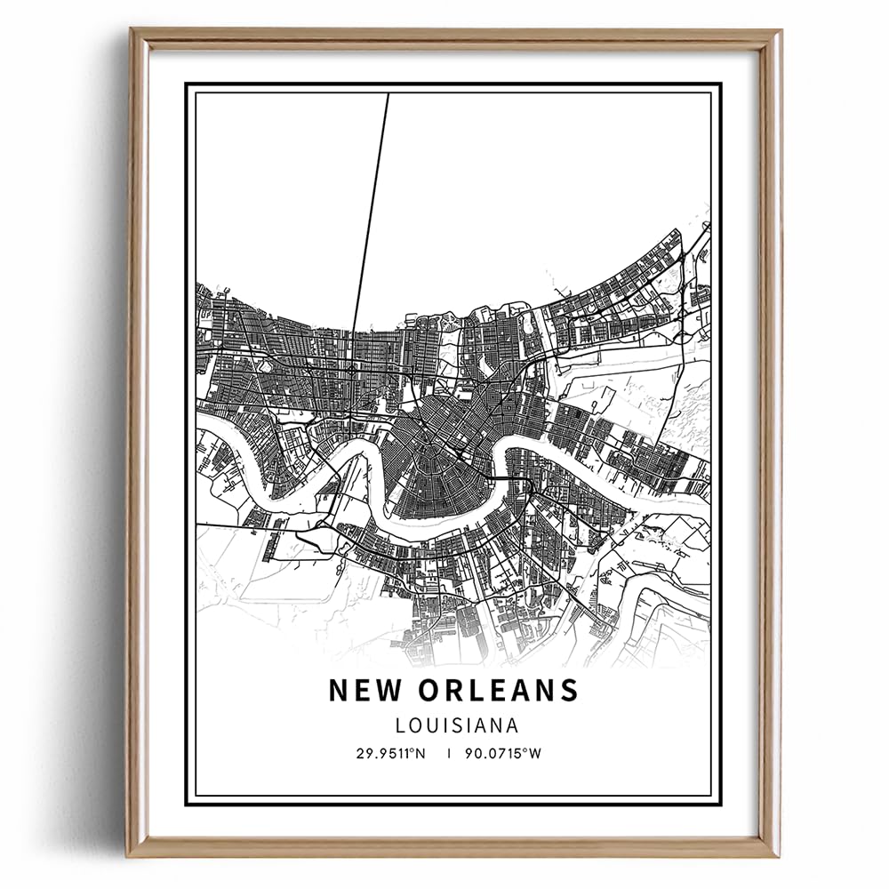 New Orleans Vintage Poster Minimalist Black White Wall