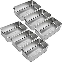AKOLAFE 6 Pack Stainless Steel Loaf Pans 8.5x5.5 Inch Banana Bread Meatloaf Sourdough Baking Tins Oven Safe Dishwasher Safe