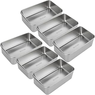 AKOLAFE 6-Pack Stainless Steel Loaf Pans 8.5x5.5 Inch - Banana Bread, Sourdough, Meatloaf Baking Pans