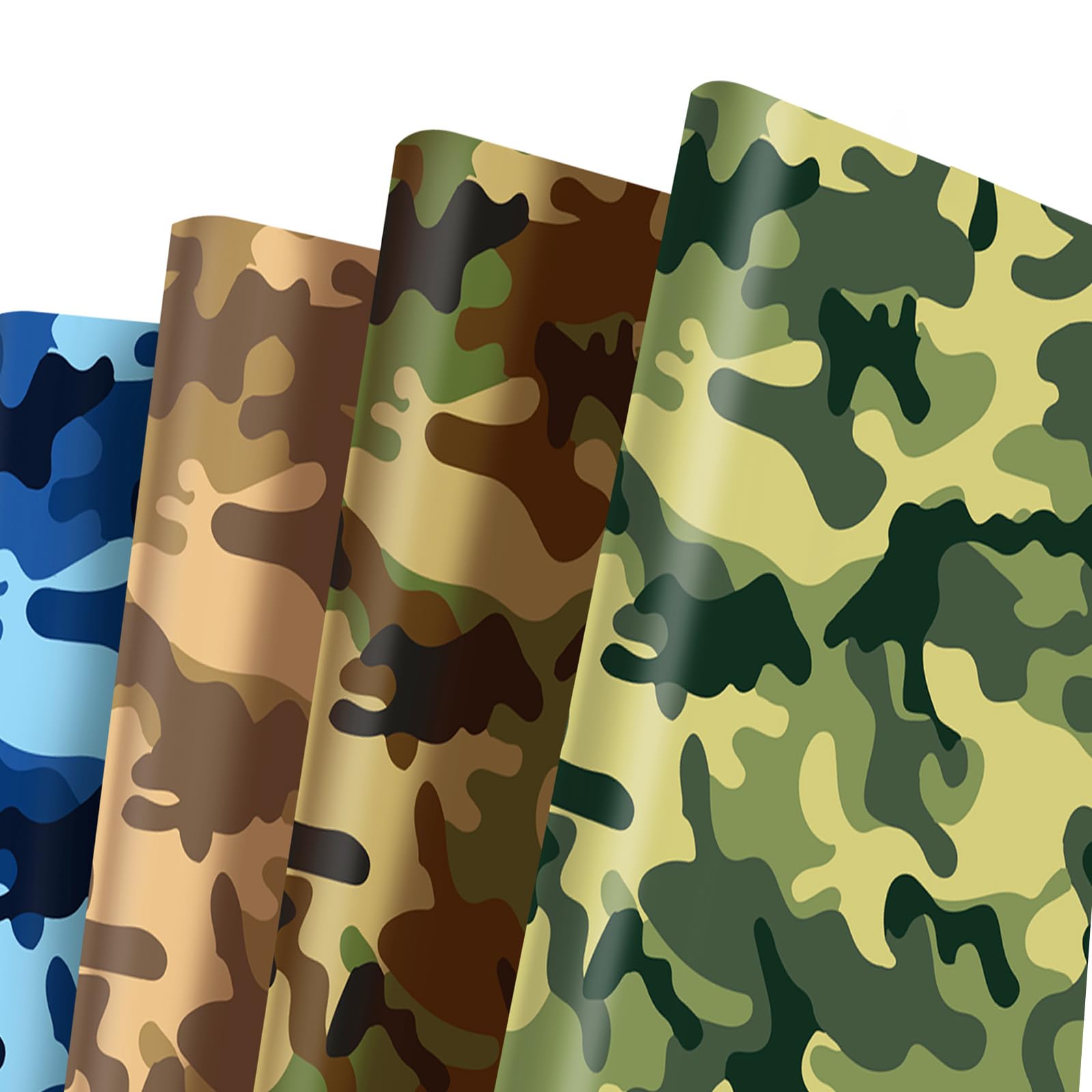 12Pcs Camouflage Wrapping Paper Sheets,68x50cm Brown Green Blue Camo Gift Wrapping Paper,Recyclable Camouflage Army Birthday Wrapper for Boys Mens Kids Adults Party Gift Wrap Boxes Decorations โ image 1