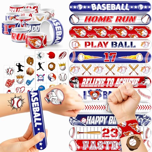 72PCS Baseball Party Set - 48PCS Temporary Pre - Cut Tattoos & 24PCS Slap...