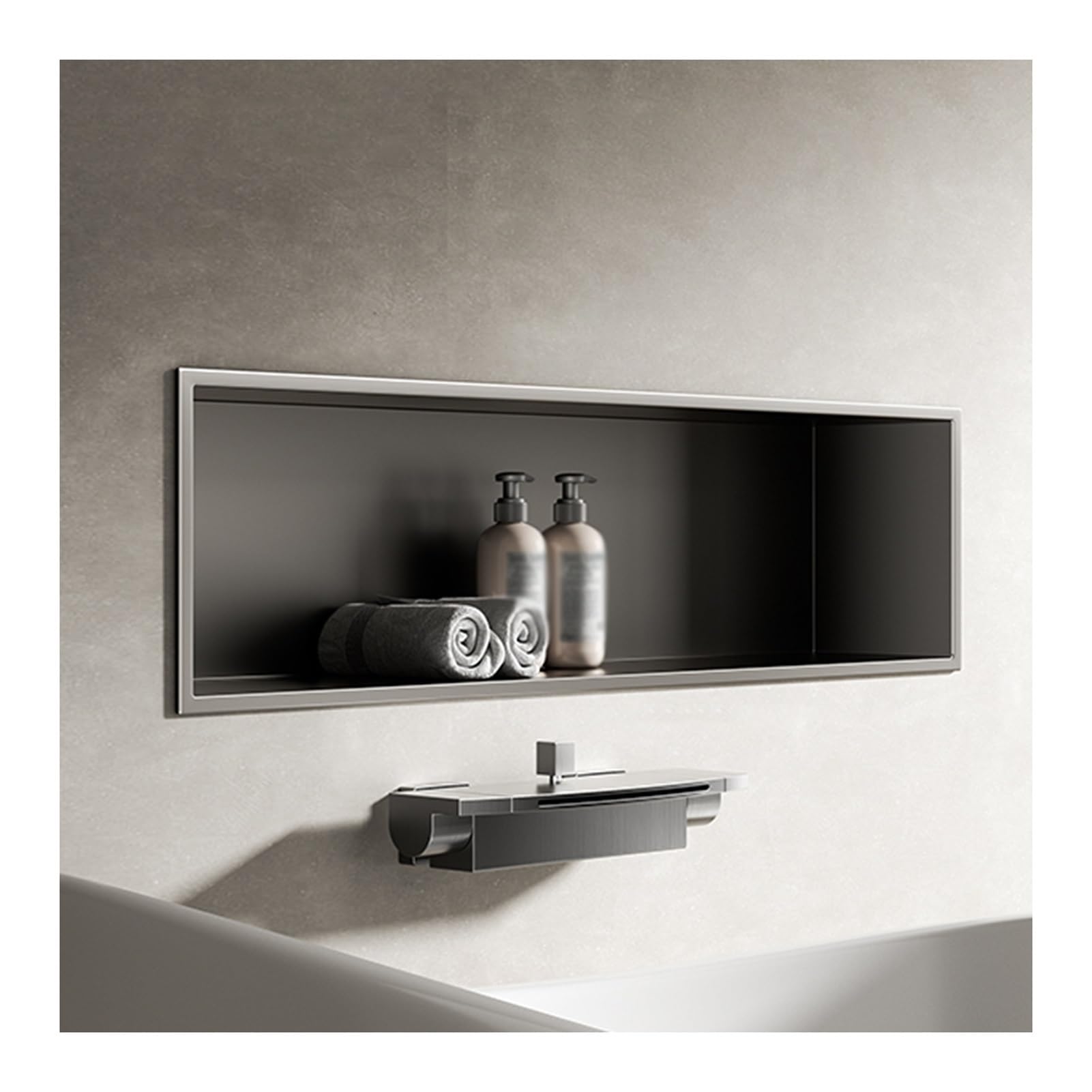 AYCDL Stainless Steel Shower Wall with LED Light Waterproof Rectangular Bathroom nizer Grey 320x320x125mm - Perfect for Modern Spaces,Grigio-720x280x125mm