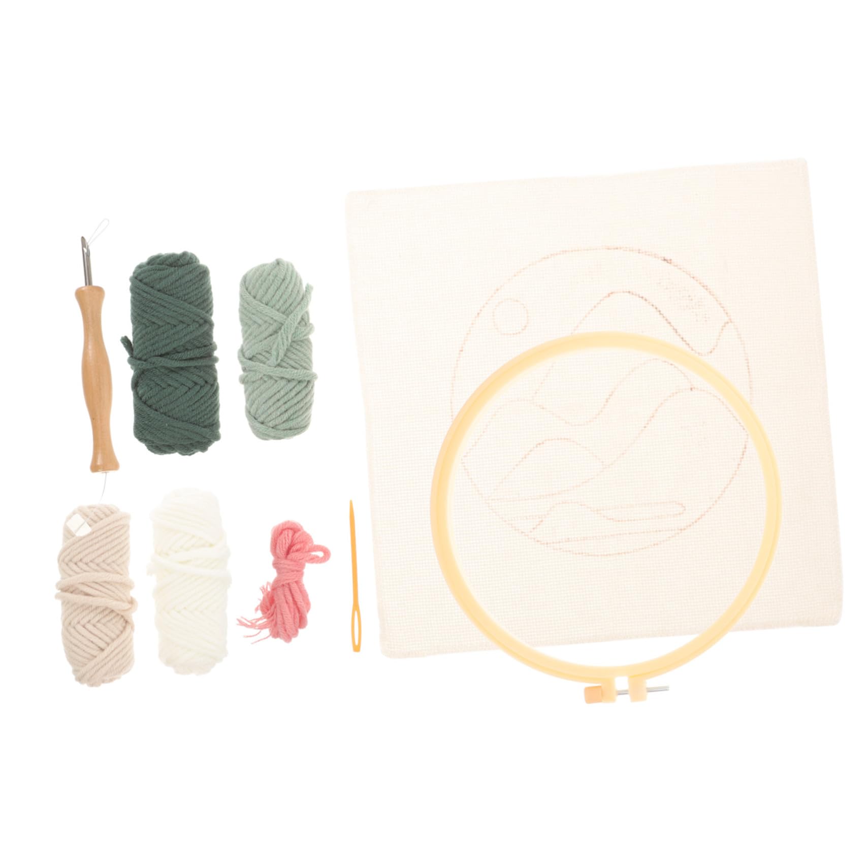 jojofuny 1 Set Punch Needle for DIY Crafts Complete Kit with Embroidery Hoop Yarn and Pen for Beginners Enhance Creativity