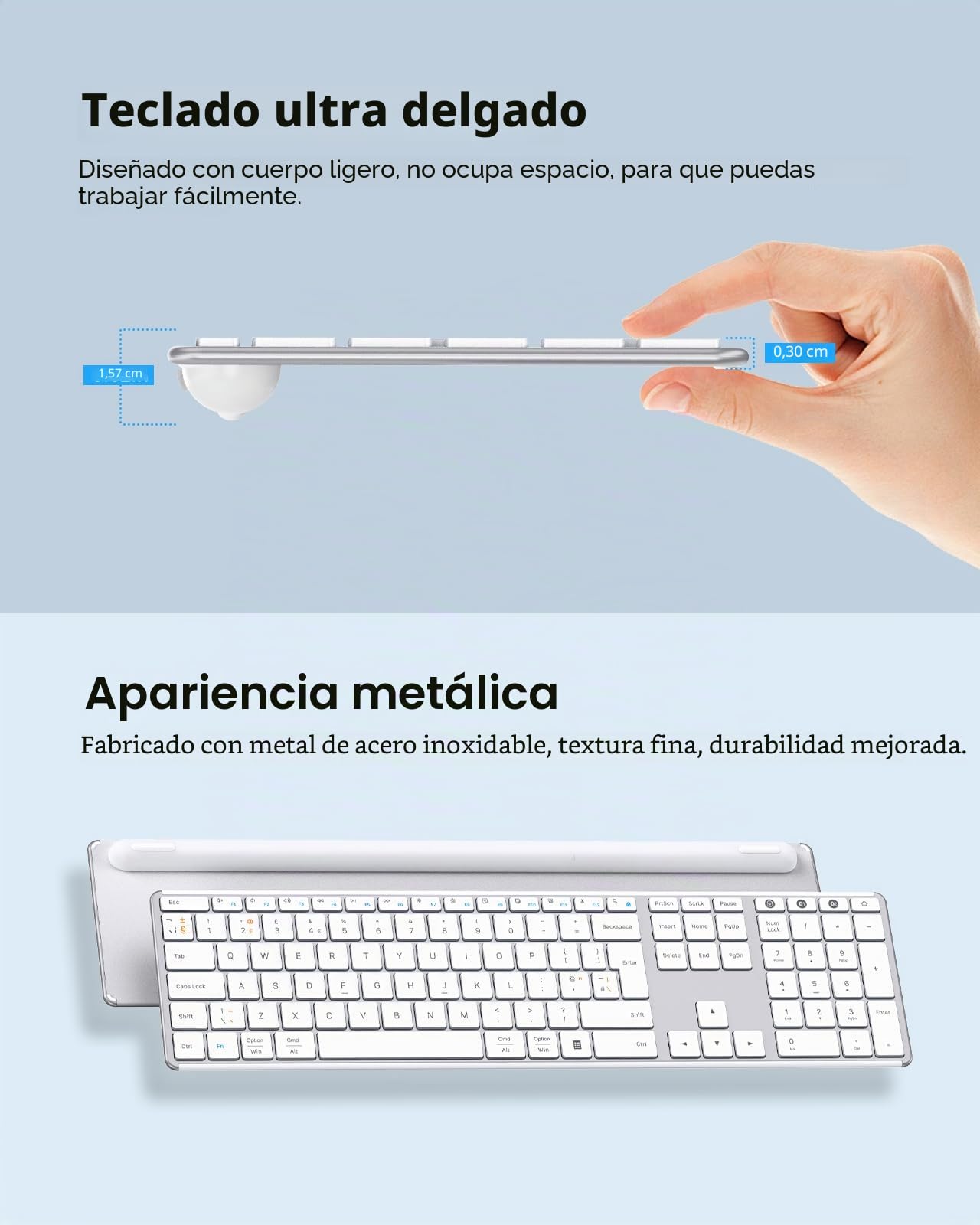seenda Juego de teclado y mouse Bluetooth recargables Wirelees (USB + Dual BT), ratón y teclado inalámbrico ultra delgado multidispositivo, tableta, diseño QWERTY Reino Unido