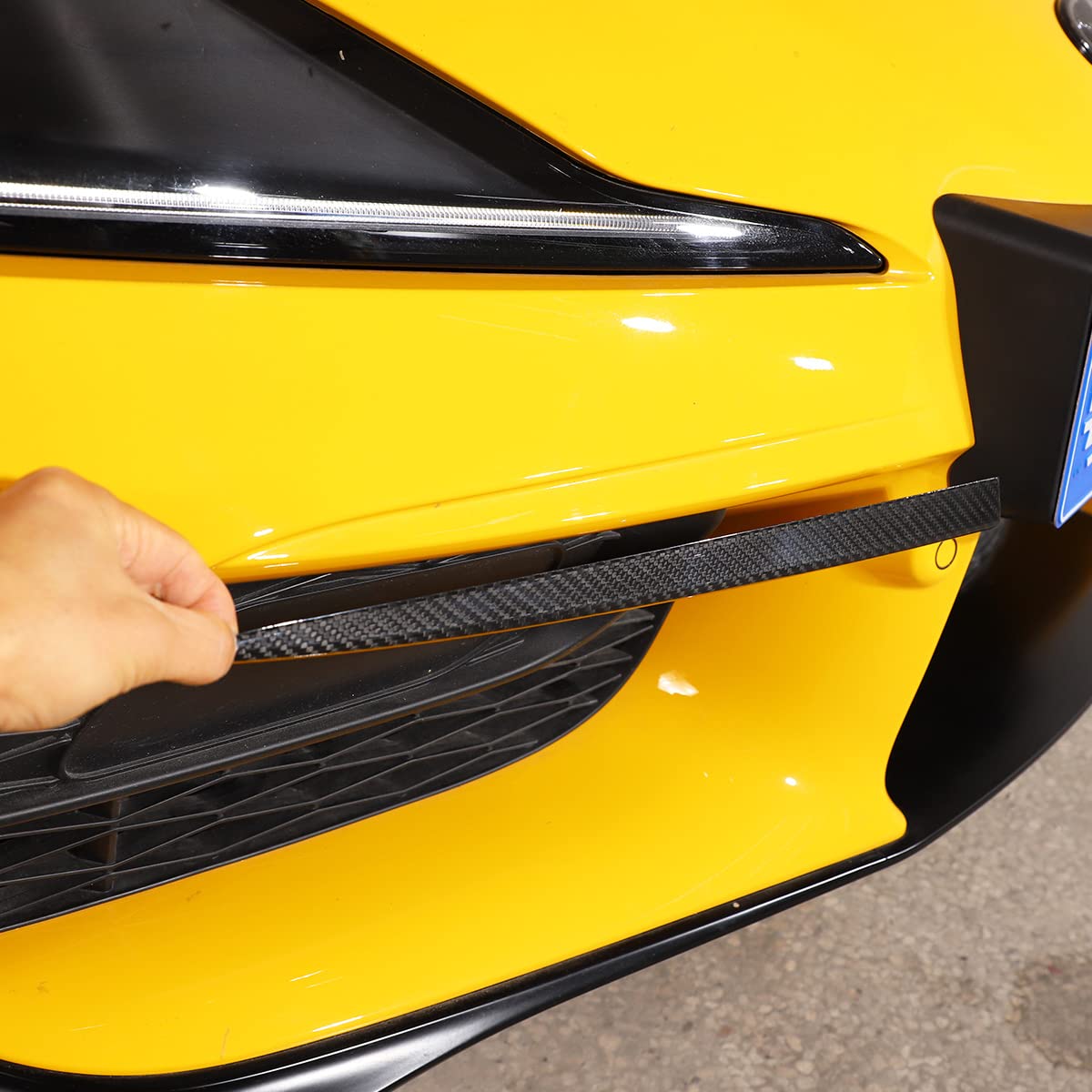 Car Front Fog Lamp Trim Strip Fit for Toyota Supra GR A90 MK5 2019 2020 2021 2022 Real Carbon Fiber Decorative Panel Accessories (Black Carbon Fiber)