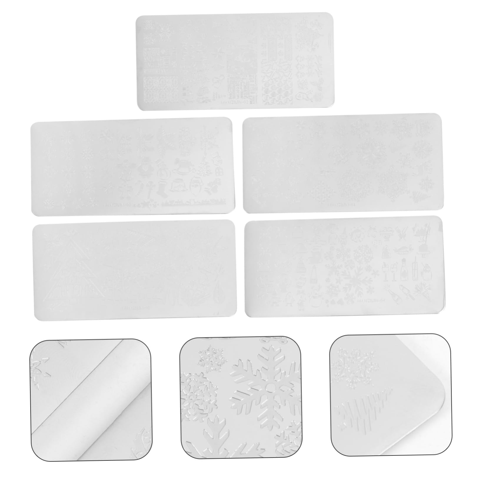 Ipetboom 5 Pezzi Piastre per Stamping Unghie Natalizie in Metallo, Stencil Quadrati per Nail Art, per Principianti e Professionisti, Decorazioni Unghie Feste Natalizie
