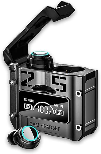 StitchGreen Auriculares inalámbricos M25 Bluetooth 5.3 con cancelación de ruido ambiental con funda de carga, IPX7 impermeable, auriculares estéreo StitchGreen Auriculares inalámbricos M25 Bluetooth 5.3 con cancelación de ruido ambiental con funda de carga, IPX7 impermeable, auriculares estéreo