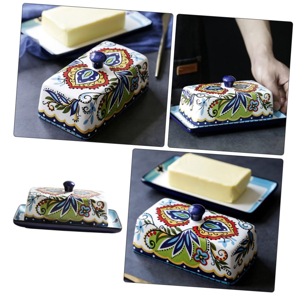 Beurrier Design Rectangulaire Étroit 250g en Céramique Couvercle